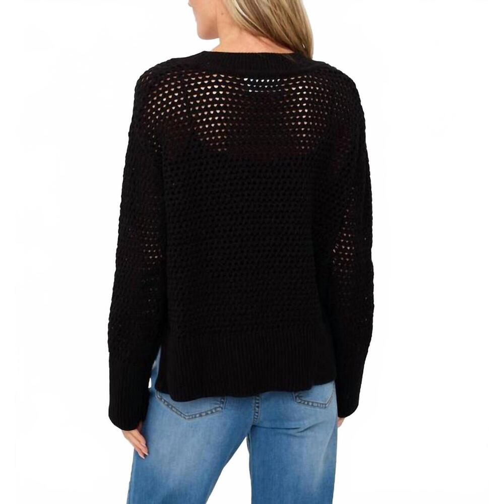 NEW SIX/FIFTY cameron crochet sweater top in black - Picture 3 of 3